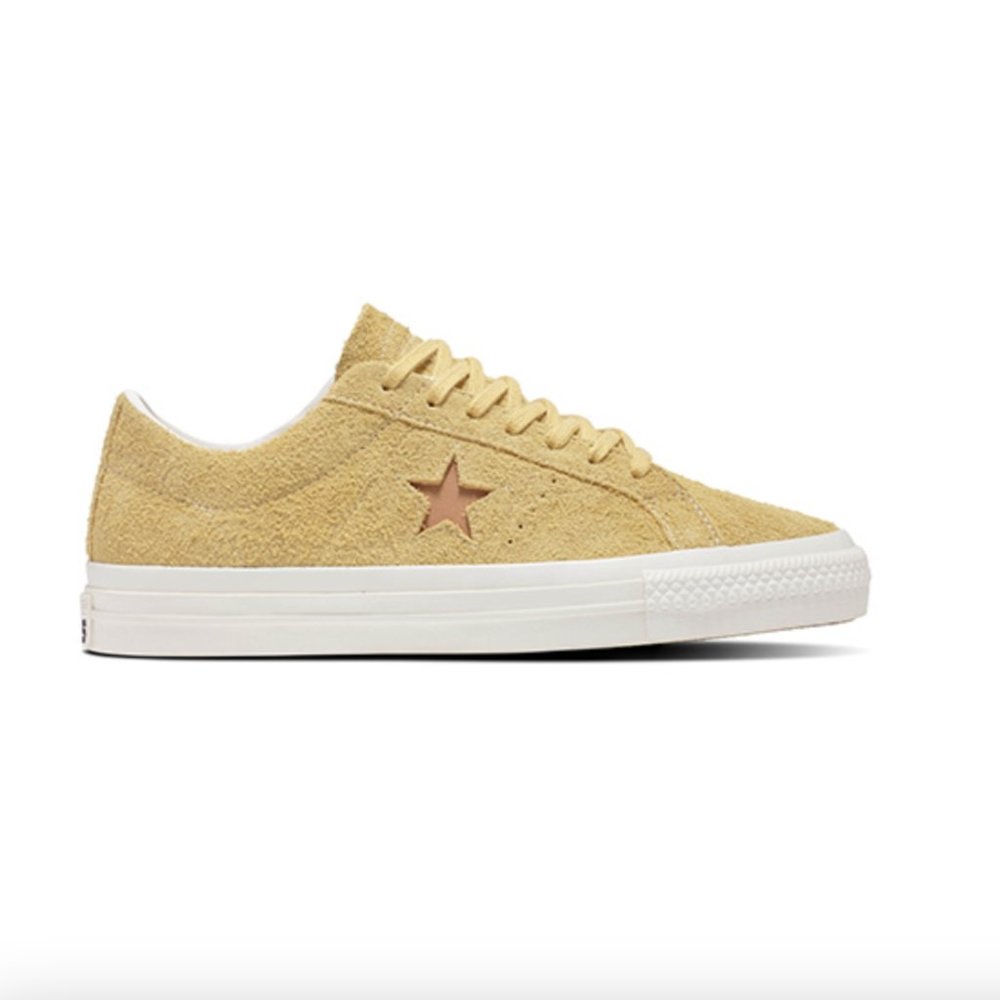 CONVERSE ONE STAR PRO VINTAGE SUEDE SHOES - PASTEL YELLOW